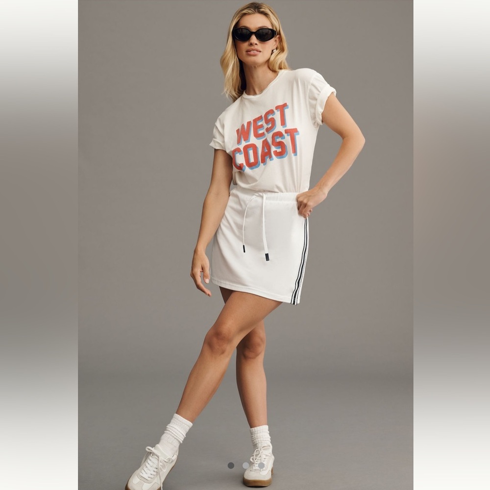 White Graphic Tee and Skirt Set